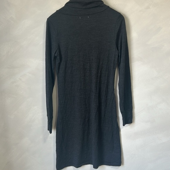Icebreaker Ariana merino wool dress heather grey S long sleeve collar cowl - Picture 8 of 9